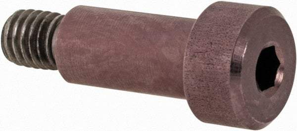 Made in USA - 1/4" Shoulder Diam x 1/2" Shoulder Length, #10-32 UNF, Hex Socket Shoulder Screw - 300 Stainless Steel, TICN Finish, 3/8" Head Diam - Benchmark Tooling