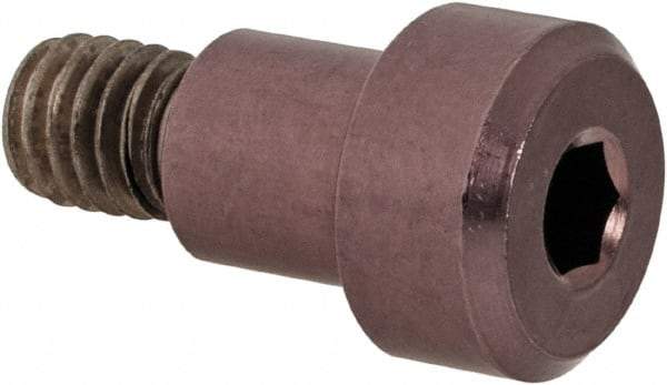 Made in USA - 1/4" Shoulder Diam x 1/4" Shoulder Length, #10-32 UNF, Hex Socket Shoulder Screw - 300 Stainless Steel, TICN Finish, 3/8" Head Diam - Benchmark Tooling