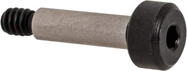 Made in USA - 1/8" Shoulder Diam x 7/16" Shoulder Length, #4-40 UNC, Hex Socket Precision Shoulder Screw - 4140 Alloy Steel, Black Oxide Finish, 1/4" Head Diam - Benchmark Tooling