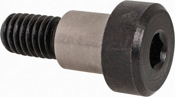 Made in USA - 1/2" Shoulder Diam x 1/2" Shoulder Length, 3/8-16 UNC, Hex Socket Precision Shoulder Screw - 4140 Alloy Steel, Black Oxide Finish, 5/16" Head Height x 3/4" Head Diam - Benchmark Tooling