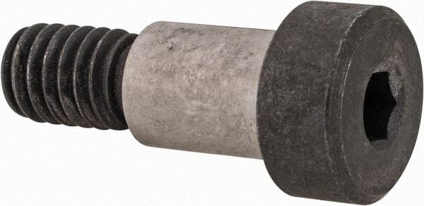 Made in USA - 3/8" Shoulder Diam x 1/2" Shoulder Length, 5/16-18 UNC, Hex Socket Precision Shoulder Screw - 4140 Alloy Steel, Black Oxide Finish, 1/4" Head Height x 9/16" Head Diam - Benchmark Tooling