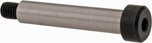 Made in USA - 1/4" Shoulder Diam x 1-1/4" Shoulder Length, #10-32 UNF, Hex Socket Precision Shoulder Screw - 4140 Alloy Steel, Black Oxide Finish, 3/16" Head Height x 3/8" Head Diam - Benchmark Tooling