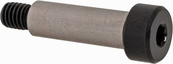 Made in USA - 1/4" Shoulder Diam x 3/4" Shoulder Length, #10-32 UNF, Hex Socket Precision Shoulder Screw - 4140 Alloy Steel, Black Oxide Finish, 3/16" Head Height x 3/8" Head Diam - Benchmark Tooling