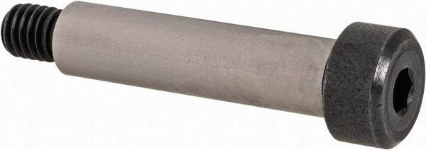 Made in USA - 1/4" Shoulder Diam x 1" Shoulder Length, #10-32 UNF, Hex Socket Precision Shoulder Screw - 4140 Alloy Steel, Black Oxide Finish, 3/16" Head Height x 3/8" Head Diam - Benchmark Tooling