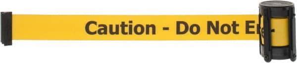 Tensator - 5" High x 90" Long x 2" Wide Barrier Replacement Cassette - Plastic, Black Powder Finish, Yellow, Use with Tensabarrier - Benchmark Tooling