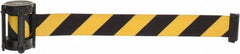 Tensator - 5" High x 90" Long x 2" Wide Barrier Replacement Cassette - Plastic, Black Powder Finish, Black/Yellow, Use with Tensabarrier - Benchmark Tooling