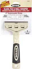 Hyde Tools - Stiff Carbon Steel 1-Edge Scraper - 4" Blade Width x 4" Blade Length, Plastic Handle - Benchmark Tooling