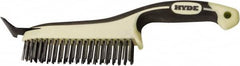 Hyde Tools - 20 Rows x 4 Columns Steel Scratch Brush - 6" Brush Length, 12-3/4" OAL, 1-1/8" Trim Length, Plastic with Rubber Overmold Ergonomic Handle - Benchmark Tooling