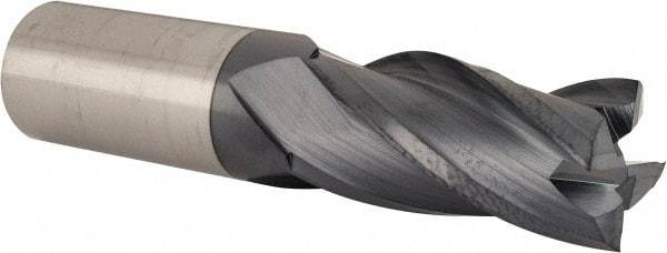 Accupro - 1", 2" LOC, 1" Shank Diam, 4-1/2" OAL, 4 Flute, Solid Carbide Square End Mill - Single End, TiAlN Finish, Spiral Flute, 30° Helix, Centercutting, Right Hand Cut, Right Hand Flute - Benchmark Tooling