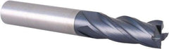 Accupro - 3/8", 1" LOC, 3/8" Shank Diam, 2-3/4" OAL, 4 Flute, Solid Carbide Square End Mill - Single End, TiAlN Finish, Spiral Flute, 30° Helix, Centercutting, Right Hand Cut, Right Hand Flute - Benchmark Tooling