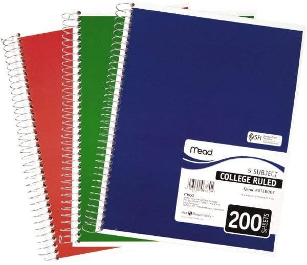 Mead - 200 Sheet, 8-1/2 x 11", College Ruled Spiral Bound Notebook - Assorted Colors - Benchmark Tooling