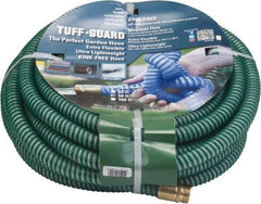 JGB Enterprises - 50' Long Garden Hose - 5/8" Diam, 5/8" GHT, Polypropylene, 100 psi, Hot Water Compatible, All Season, Green - Benchmark Tooling