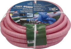 JGB Enterprises - 50' Long Garden Hose - 5/8" Diam, 5/8" GHT, Polypropylene, 100 psi, Hot Water Compatible, All Season, Pink - Benchmark Tooling