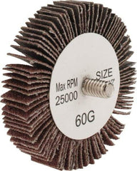 Tru-Maxx - 2-1/2" Diam x 1/2" Face Width, Medium Aluminum Oxide Coated Mounted Flap Wheel - 1/4-20 Threaded Mount, 60 Grit, 25,000 Max RPM - Benchmark Tooling