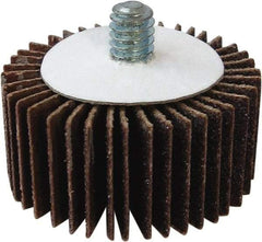 Tru-Maxx - 2" Diam x 1-1/2" Face Width, Medium Aluminum Oxide Coated Mounted Flap Wheel - 1/4-20 Threaded Mount, 60 Grit, 25,000 Max RPM - Benchmark Tooling