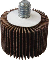 Tru-Maxx - 1-1/2" Diam x 1" Face Width, Fine Aluminum Oxide Coated Mounted Flap Wheel - 1/4-20 Threaded Mount, 120 Grit, 30,000 Max RPM - Benchmark Tooling