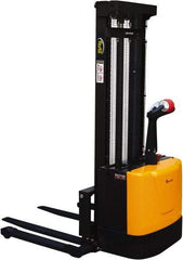 Vestil - 2,000 Lb Capacity, 118" Lift Height, Battery Powered Stacker - 2-1/8" Lowered Height, 42" Fork Length, 58" Overall Width - Benchmark Tooling