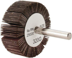 Tru-Maxx - 2" Diam x 3/4" Face Width, Extra Fine Aluminum Oxide Coated Mounted Flap Wheel - 1/4" Shank Mount, 320 Grit, 25,000 Max RPM - Benchmark Tooling