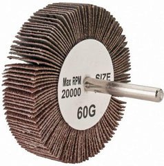 Tru-Maxx - 3" Diam x 3/4" Face Width, Medium Aluminum Oxide Coated Mounted Flap Wheel - 1/4" Shank Mount, 60 Grit, 20,000 Max RPM - Benchmark Tooling