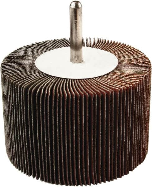 Tru-Maxx - 3" Diam x 2" Face Width, Very Fine Aluminum Oxide Coated Mounted Flap Wheel - 1/4" Shank Mount, 240 Grit, 20,000 Max RPM - Benchmark Tooling