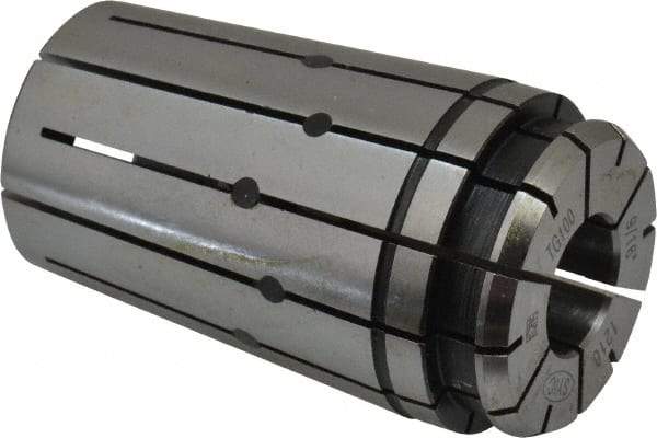 Parlec - TG/PG 100 9/16" Coolant Single Angle Collet - 0.0005" TIR, 2-3/8" OAL, 1.379" Overall Diam - Exact Industrial Supply