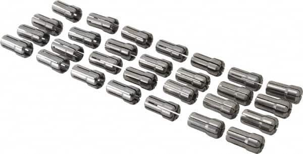 Parlec - 29 Piece, 1/8" to 9/16" Capacity, Double Angle Collet Set - Series DA100 - Exact Industrial Supply