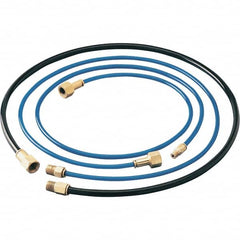 Dynabrade - 1/4" ID x 3/8" OD 6' Long Hose - Female/Male Ends, 90 Working psi, 1/4" Fitting, Black & Blue - Benchmark Tooling