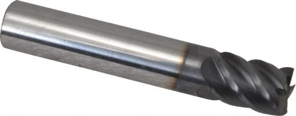 Niagara Cutter - 7/16", 9/16" LOC, 7/16" Shank Diam, 2-1/2" OAL, 5 Flute, Solid Carbide Square End Mill - Single End, TiAlN Finish, Spiral Flute, 45° Helix, Centercutting, Right Hand Cut, Right Hand Flute, Series S545 - Benchmark Tooling