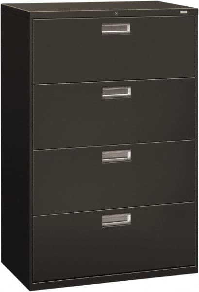 Hon - 36" Wide x 53-1/4" High x 19-1/4" Deep, 4 Drawer Lateral File - Steel, Charcoal - Benchmark Tooling