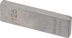 Mitutoyo - 0.125" Rectangular Steel Gage Block - Accuracy Grade 0, Includes Certificate of Inspection - Benchmark Tooling