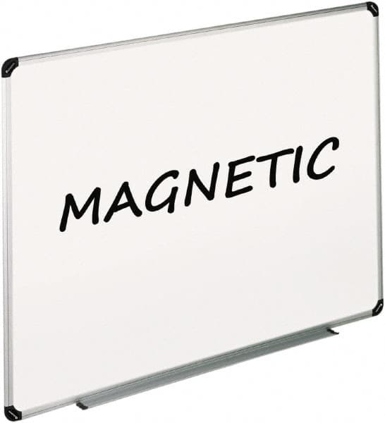 UNIVERSAL - 48" High x 72" Wide Enameled Steel Magnetic Marker Board - Aluminum/Plastic Frame, Includes Accessory Tray/Rail & Mounting Kit - Benchmark Tooling