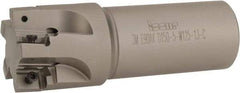 Iscar - 1-1/2" Cut Diam, 1/2" Max Depth of Cut, 1-1/4" Shank Diam, 4" OAL, Indexable Square Shoulder End Mill - 3M AXKT 1304.../2006... Inserts, Weldon Shank, 90° Lead Angle, Through Coolant, Series Mill2000 - Benchmark Tooling