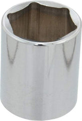 Proto - 1/2" Drive, Standard Hand Socket - 6 Points, 1-3/4" OAL, Chrome Finish - Benchmark Tooling