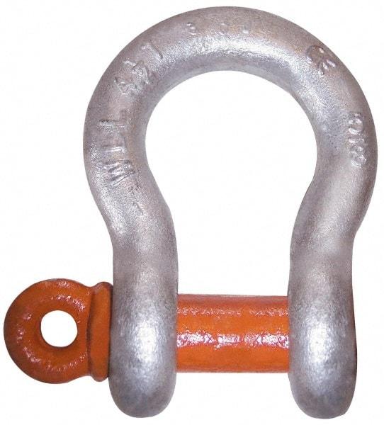 CM - 3/4" Nominal Chain Size, 6.5 Ton Carbon Steel Screw Anchor Shackle - 31/32" Diam, 7/8" Pin Diam, 1-1/4" Wide Inside Jaw, 1-3/4" Inside Width - Benchmark Tooling