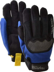 HexArmor - Size M (8), ANSI Cut Lvl A6, Puncture Lvl 3, Synthetic Leather Cut & Puncture Resistant Gloves - Hook & Loop Cuff, Black/Blue, Paired - Benchmark Tooling