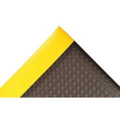 Anti-Fatigue Mat:  72.0000″ Length,  24.0000″ Wide,  1/2″ Thick,  Closed Cell Polyvinylchloride,  Beveled Edge,  Medium Duty Raised Diamond,  Black & Yellow,  Dry