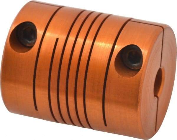 Lovejoy - 1/4" Max Bore Diam, Flexible Clamp Hub Coupling - 1" OD, 1-1/4" OAL, Anodized Aluminum - Benchmark Tooling