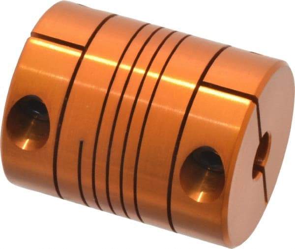 Lovejoy - 3/8" Max Bore Diam, Flexible Clamp Hub Coupling - 1" OD, 1-1/4" OAL, Anodized Aluminum - Benchmark Tooling