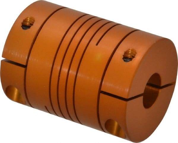 Lovejoy - 3/8" Max Bore Diam, Flexible Clamp Hub Coupling - 1.12" OD, 1-1/2" OAL, Anodized Aluminum - Benchmark Tooling