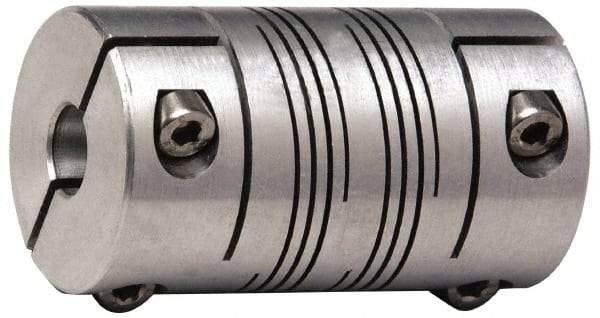 Lovejoy - 1/2" Max Bore Diam, Flexible Clamp Hub Coupling - 1" OD, 1-1/2" OAL, Anodized Aluminum - Benchmark Tooling