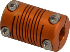 Lovejoy - 1/4" Max Bore Diam, Flexible Clamp Hub Coupling - 0.63" OD, 1" OAL, Anodized Aluminum - Benchmark Tooling