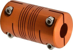 Lovejoy - 1/2" Max Bore Diam, Flexible Clamp Hub Coupling - 1-1/4" OD, 2-1/4" OAL, Anodized Aluminum - Benchmark Tooling