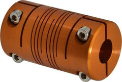 Lovejoy - 1/2" Max Bore Diam, Flexible Clamp Hub Coupling - 1-1/4" OD, 2-1/4" OAL, Anodized Aluminum - Benchmark Tooling