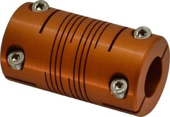 Lovejoy - 5/8" Max Bore Diam, Flexible Clamp Hub Coupling - 1-1/4" OD, 2-1/4" OAL, Anodized Aluminum - Benchmark Tooling