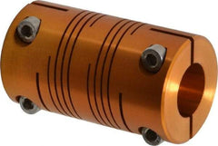 Lovejoy - 3/4" Max Bore Diam, Flexible Clamp Hub Coupling - 1-1/2" OD, 2.63" OAL, Anodized Aluminum - Benchmark Tooling