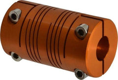 Lovejoy - 3/4" Max Bore Diam, Flexible Clamp Hub Coupling - 1-1/2" OD, 2.63" OAL, Anodized Aluminum - Benchmark Tooling