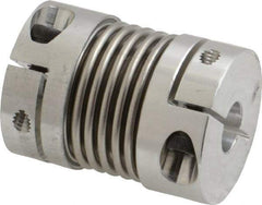 Lovejoy - 1/4" Max Bore Diam, Flexible Bellows Clamp Coupling - 0.984" OD, 1.023" OAL, Aluminum Hub with Stainless Steel Bellows - Benchmark Tooling