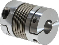 Lovejoy - 1/2" Max Bore Diam, Flexible Bellows Clamp Coupling - 1.28" OD, 1.614" OAL, Aluminum Hub with Stainless Steel Bellows - Benchmark Tooling