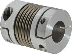 Lovejoy - 5/8" Max Bore Diam, Flexible Bellows Clamp Coupling - 1.28" OD, 1.614" OAL, Aluminum Hub with Stainless Steel Bellows - Benchmark Tooling