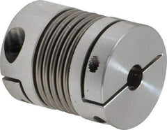 Lovejoy - 5/16" Max Bore Diam, Flexible Bellows Clamp Coupling - 1.28" OD, 1.614" OAL, Aluminum Hub with Stainless Steel Bellows - Benchmark Tooling